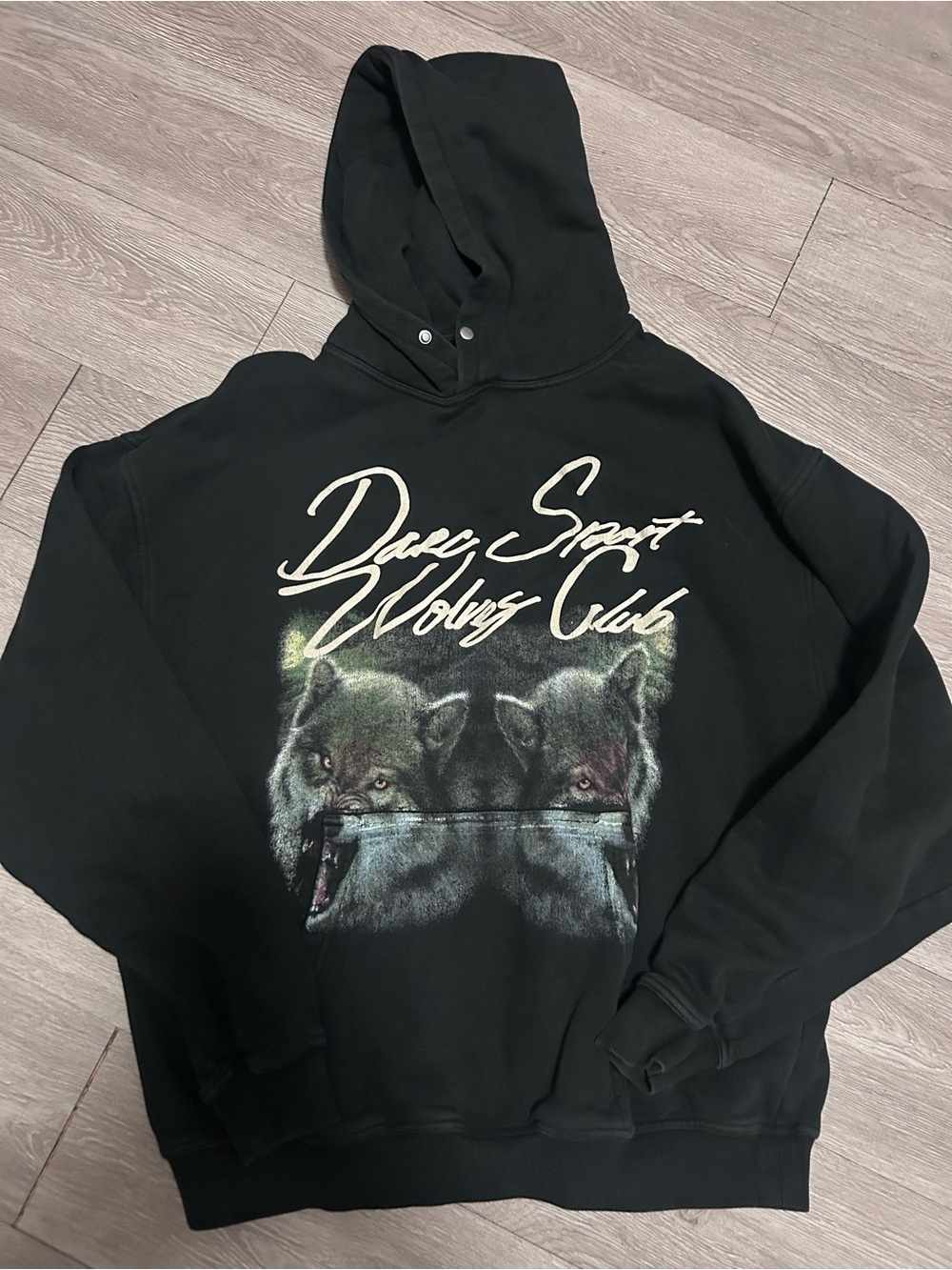 Darc Sport Black Crewneck Sweater with Wolf Graphic